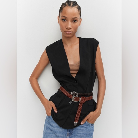 2/$40 Mango Oversized straight waistcoat size small / black - Picture 4 of 6